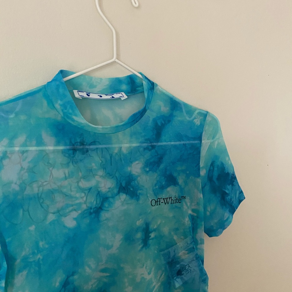 Off-White Tie Dye Mesh Crop Top - Picture 14 of 16